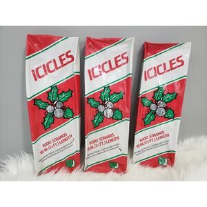 Lot 3 Union Wadding Christmas Icicles 1000 Strands 18" Length Tree vintage retro